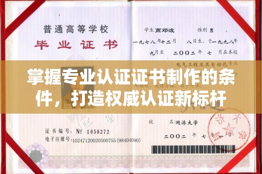 嘉兴掌握专业认证证书制作的条件，打造权威认证新标杆